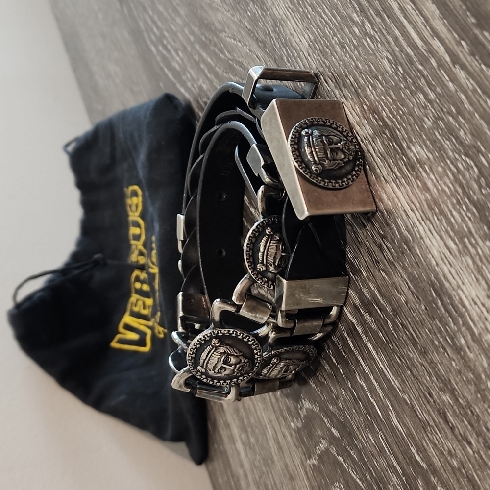 Rare Vintage Istante Versus Versace Medallion Braided Leather Belt - Picture 1 of 8